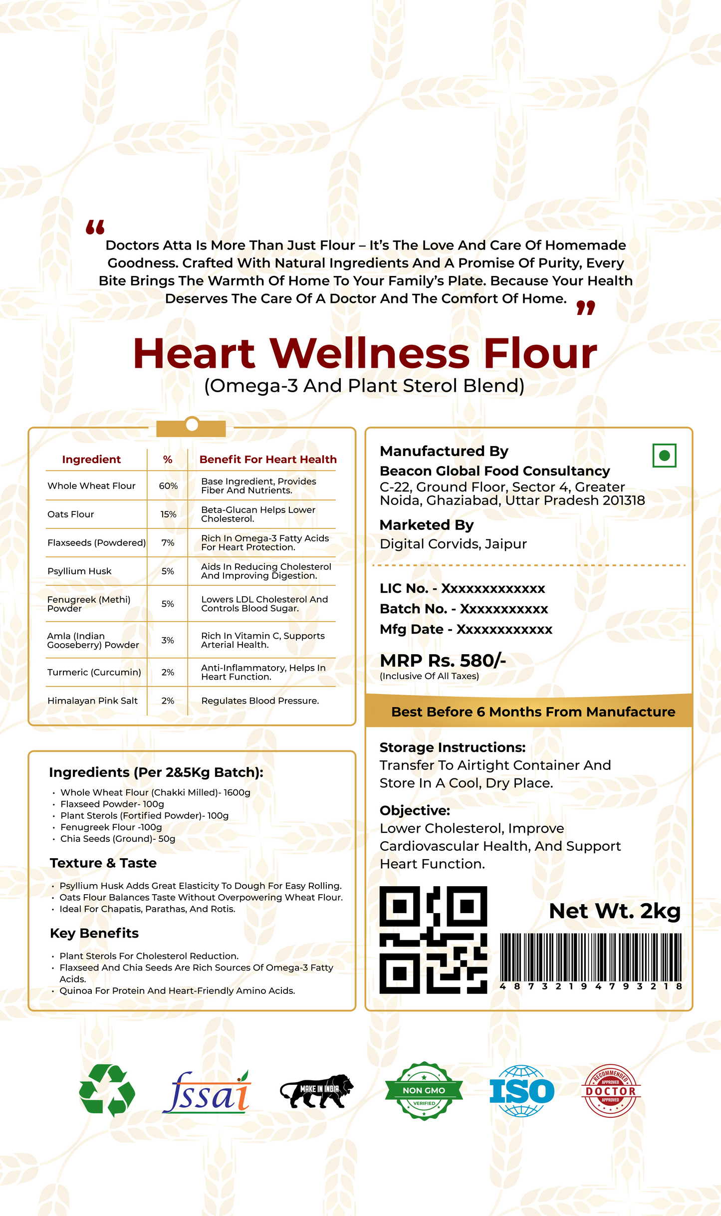 Heart Wellness Aata | Omega-3 & Plant Sterol Blend