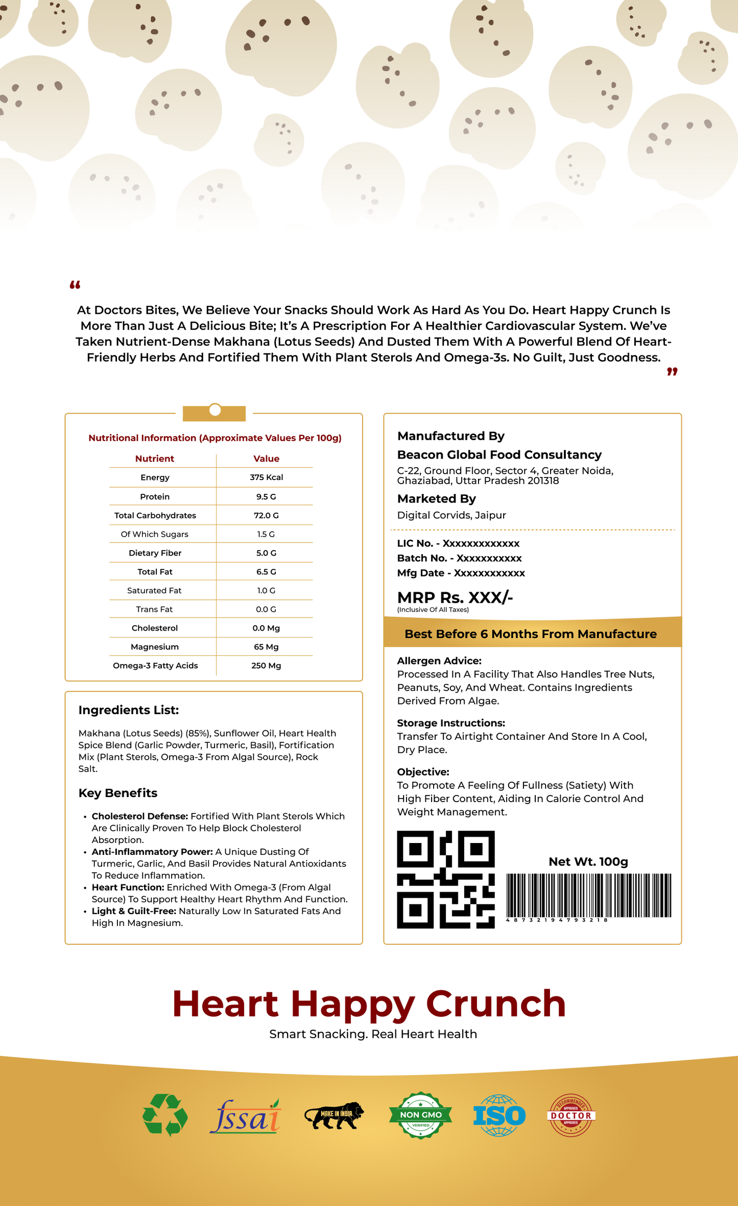 Doctors Bite Heart Happy Crunch - Baked Makhana Snack