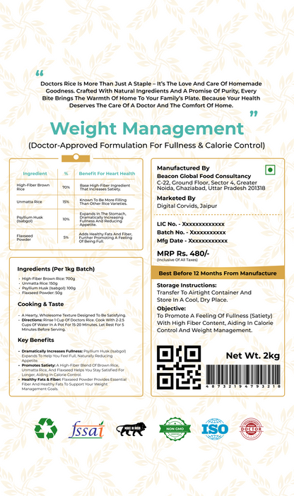 Doctors Rice Weight Management - High-Fiber Rice for Satiety