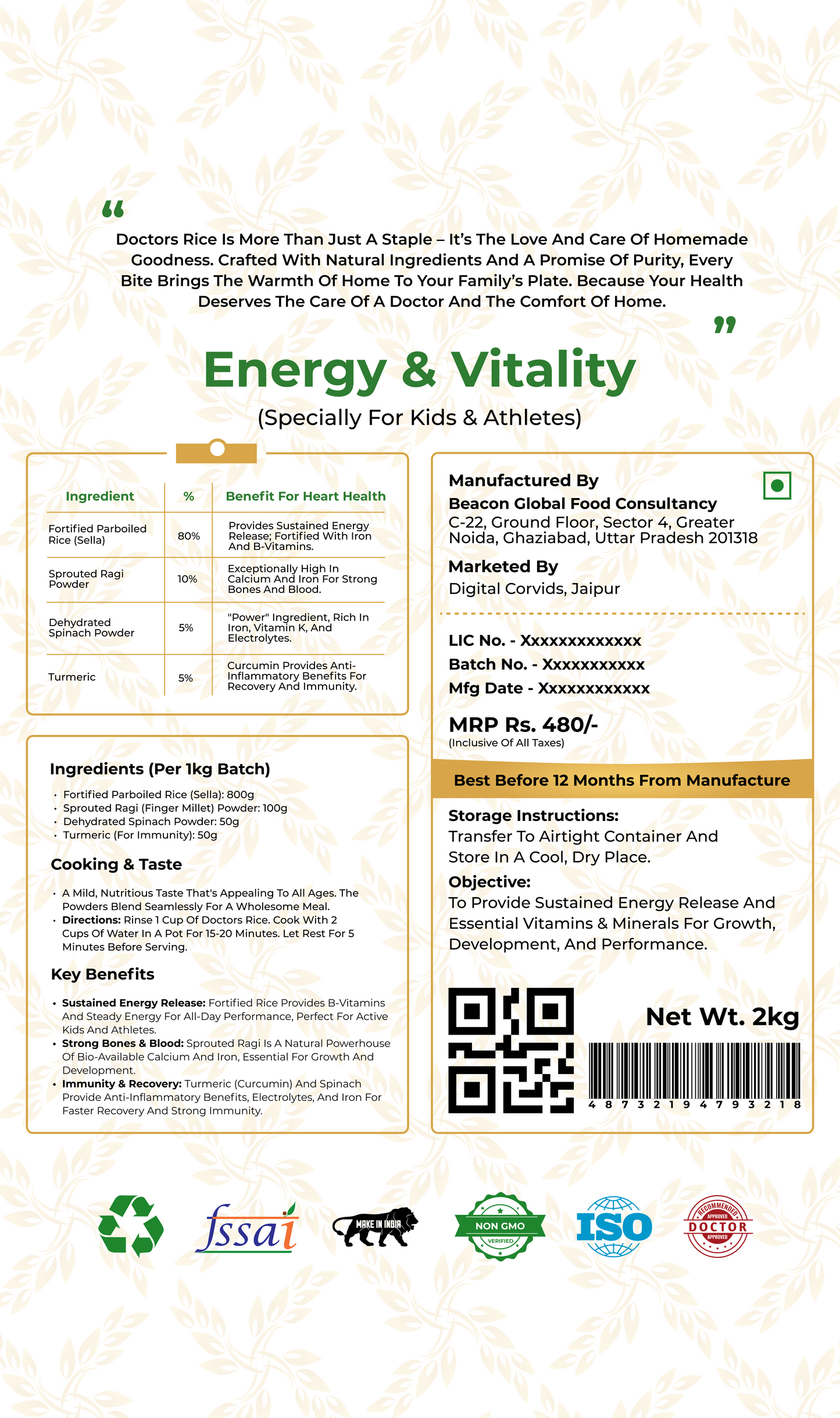 Doctors Rice Energy & Vitality - Fortified Rice for Kids & Athletes