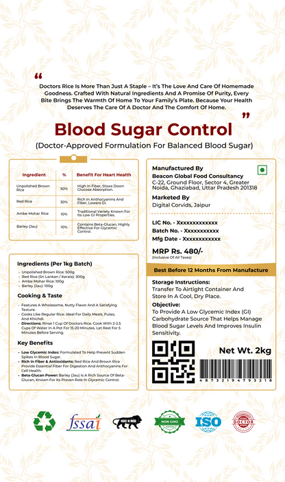 Doctors Rice Blood Sugar Control - Low GI Rice for Diabetes Management