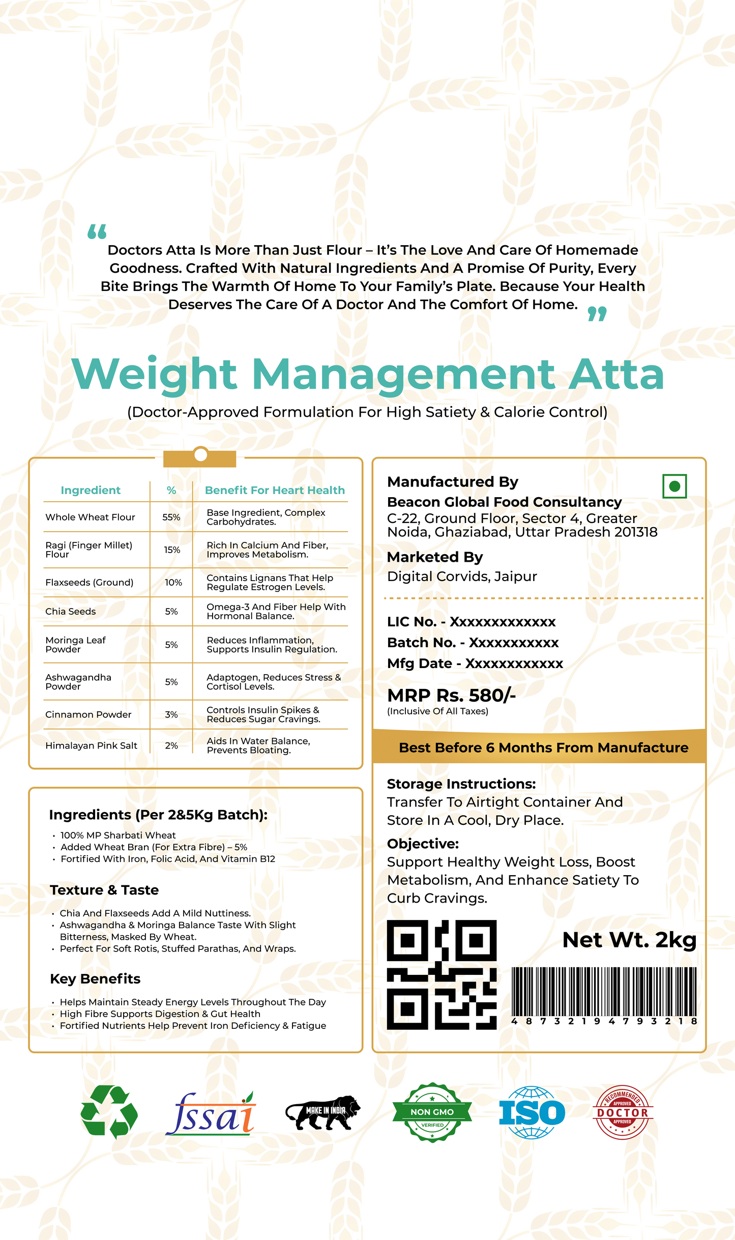 Weight Management Aata - Fiber-Rich Whole Wheat